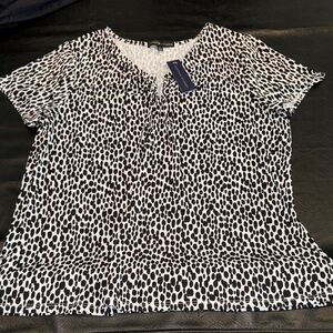 Adrienne Vittadini Black and White Patterned Blouse, NEW, size XL